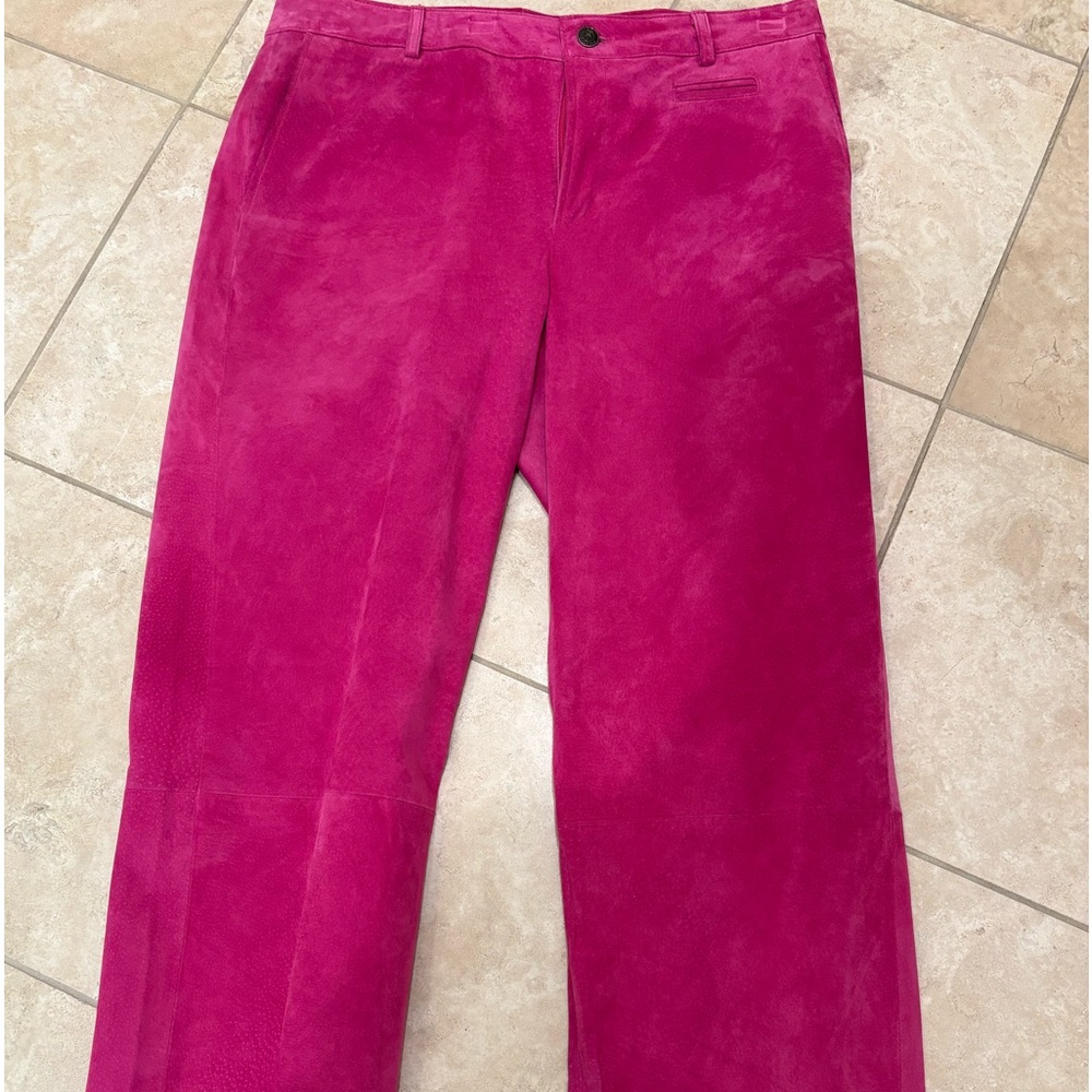 White label, Lilly Pulitzer suede trousers.